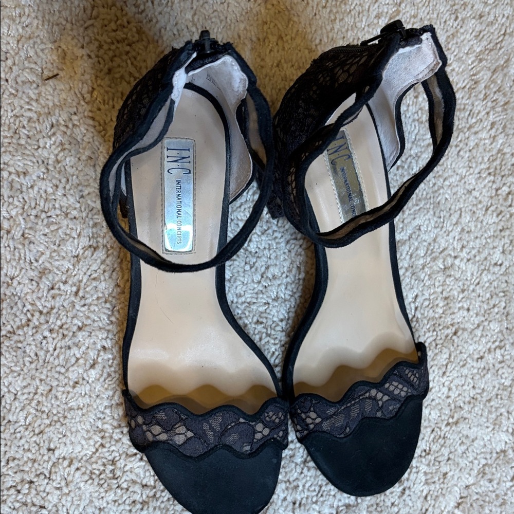 INC International Concepts Black Lace Heels